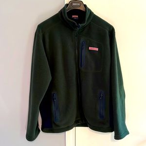 Vineyard Vines Fleece Mens Large Green Full Zip Jacket